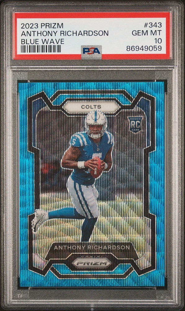 2023 Panini Prizm 343 Anthony Richardson Blue Wave PSA 10