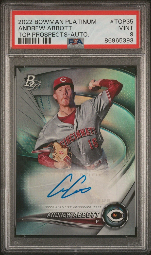 2022 Bowman Platinum Top Prospects Top35 Andrew Abbott PSA 9