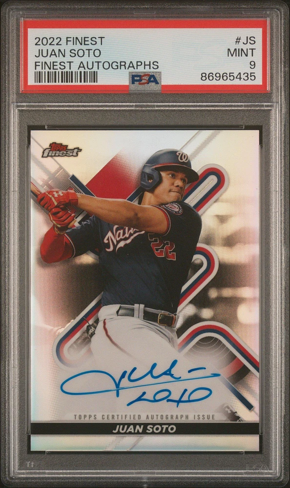 2022 Topps Finest Finest Autographs Js Juan Soto PSA 9