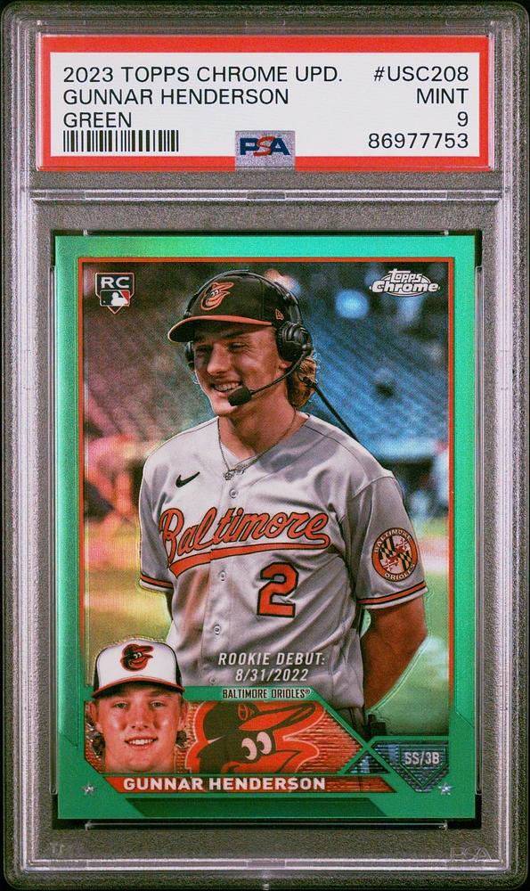 2023 Topps Chrome Update Usc208 Gunnar Henderson Green Refractor PSA 9