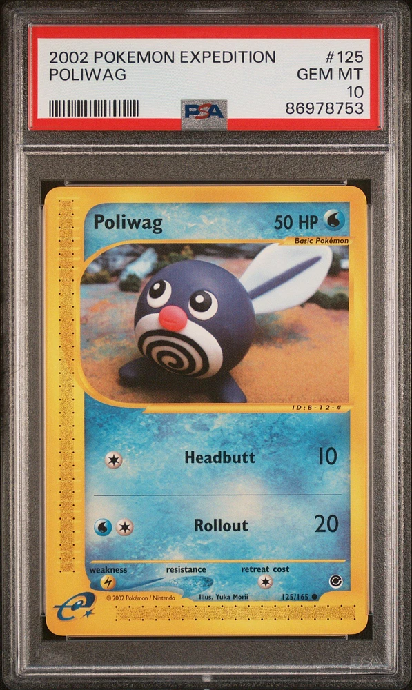 2002 Pokemon Expedition 125 Poliwag PSA 10