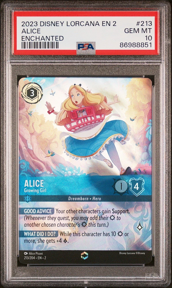 2023 Disney Lorcana En 2-rise Of The Floodborn 213 Alice PSA 10