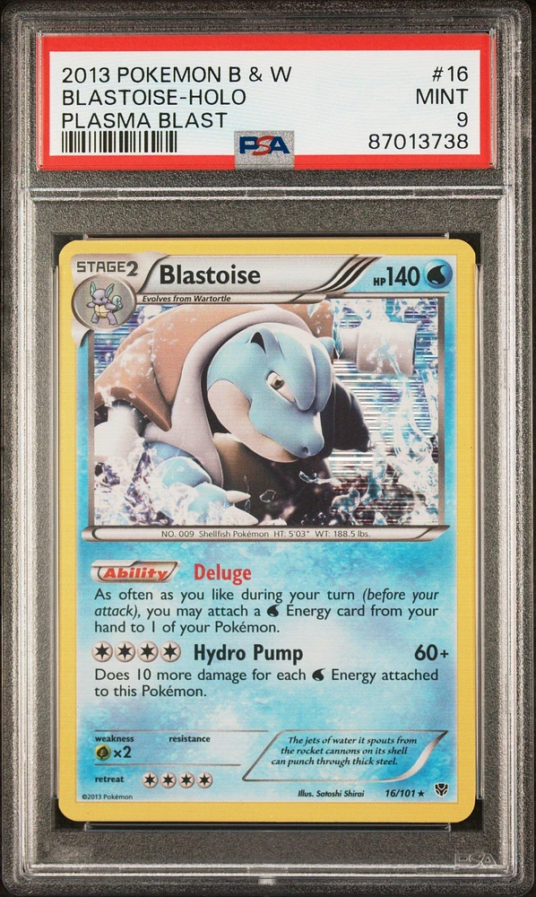 2013 Pokemon Black & White Plasma Blast 16 Blastoise-holo PSA 9