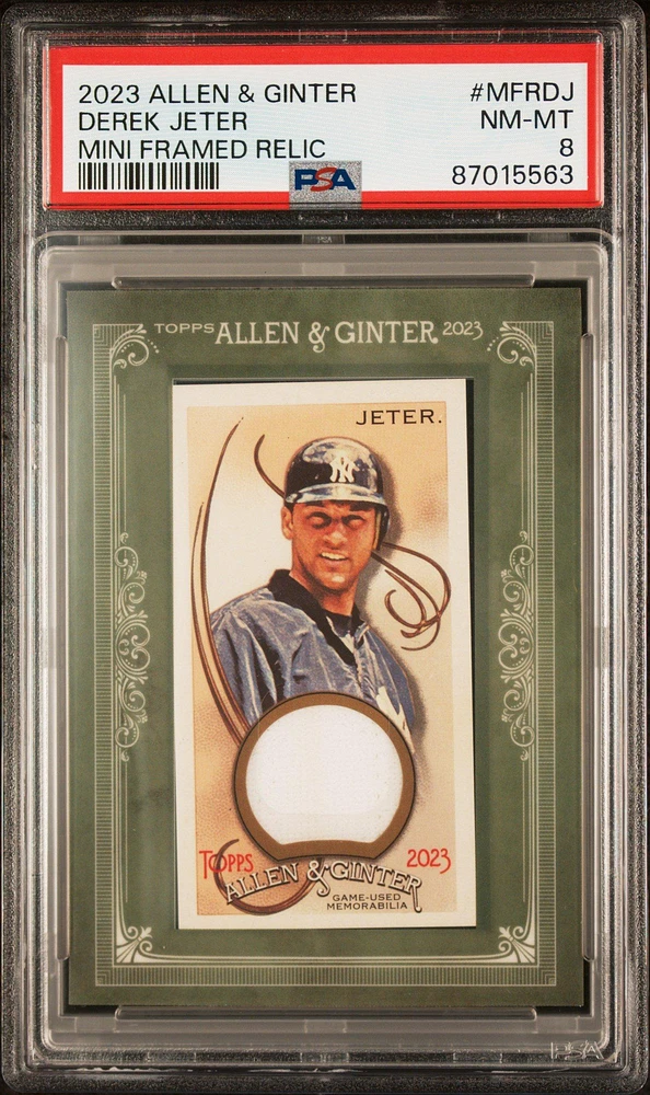 2023 Topps Allen & Ginter Mini Framed Relic Mfrdj Derek Jeter PSA 8
