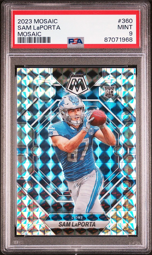 2023 Panini Mosaic 360 Sam Laporta PSA 9
