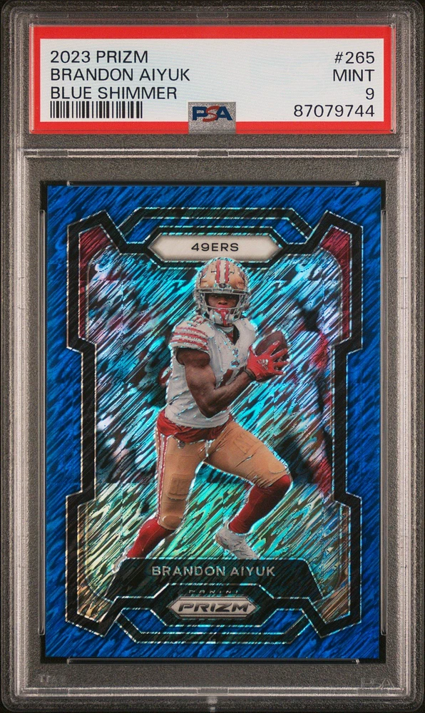2023 Panini Prizm 265 Brandon Aiyuk Blue Shimmer PSA 9