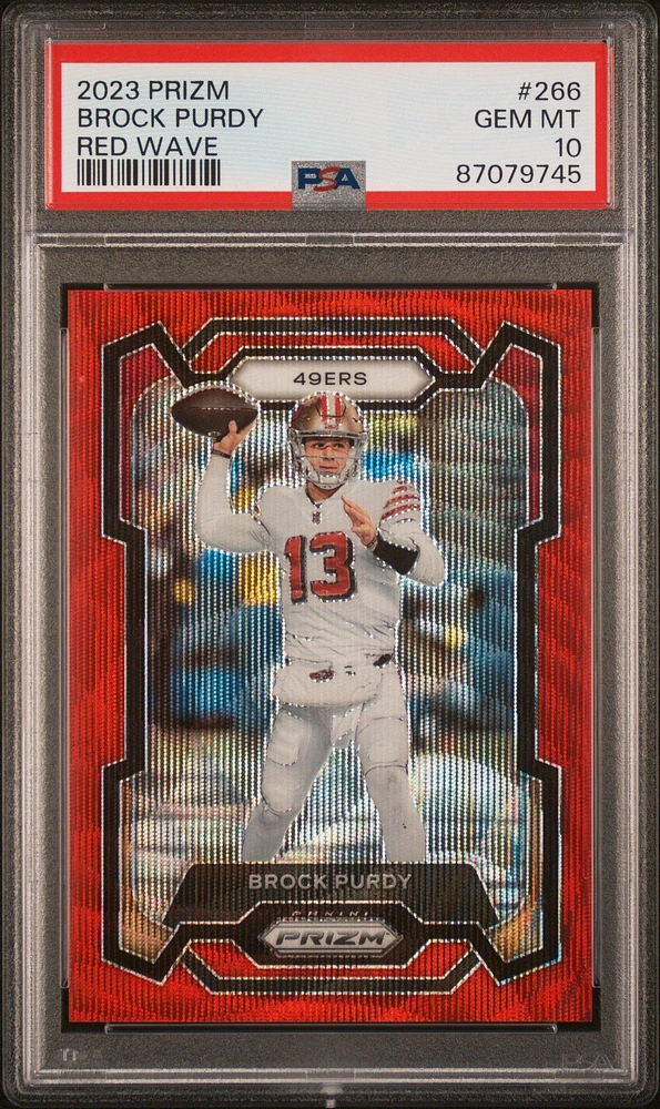 2023 Panini Prizm 266 Brock Purdy Red Wave PSA 10