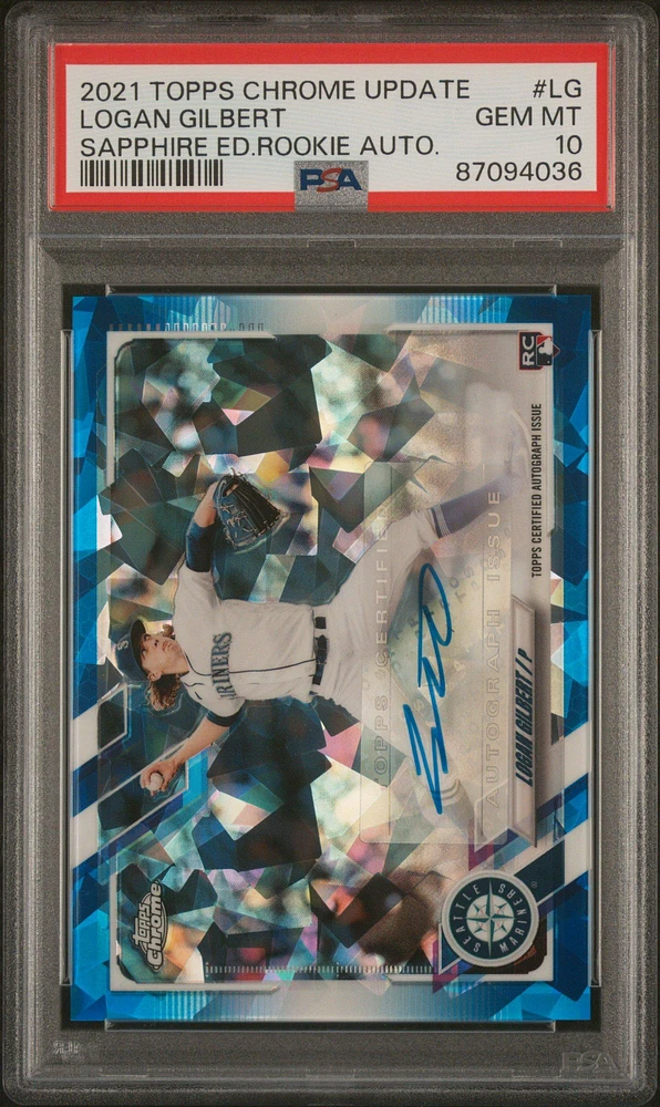 2021 Topps Chrome Update Sapphire Edition Rookie Autographs Lg Logan Gilbert PSA 10