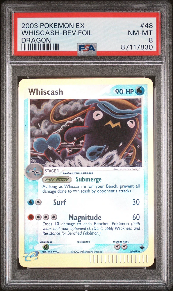 2003 Pokemon Ex Dragon 48 Whiscash-reverse Foil PSA 8