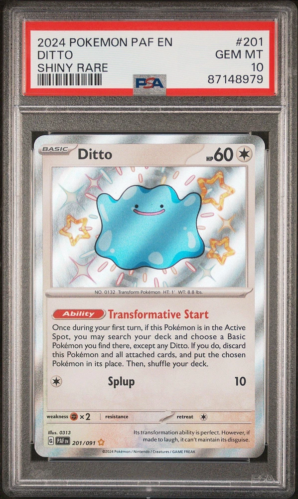 2024 Pokemon Paf En-paldean Fates 201 Ditto Shiny Rare PSA 10