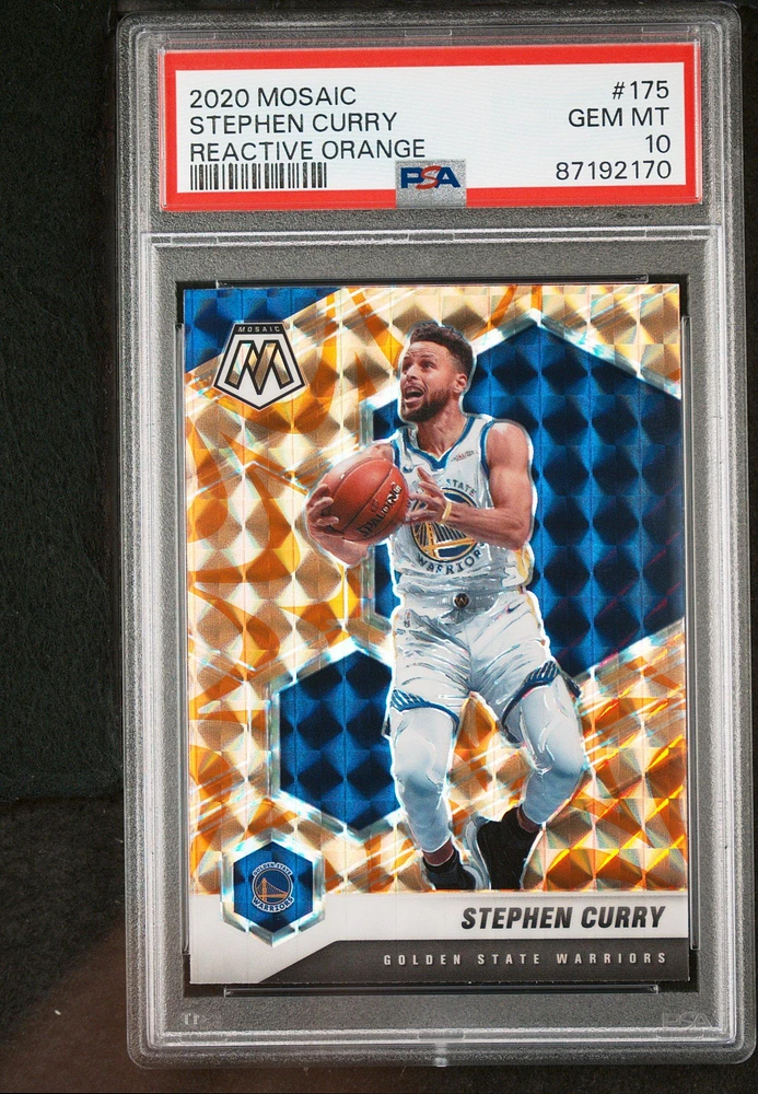 2020 Panini Mosaic 175 Stephen Curry Reactive Orange PSA 10