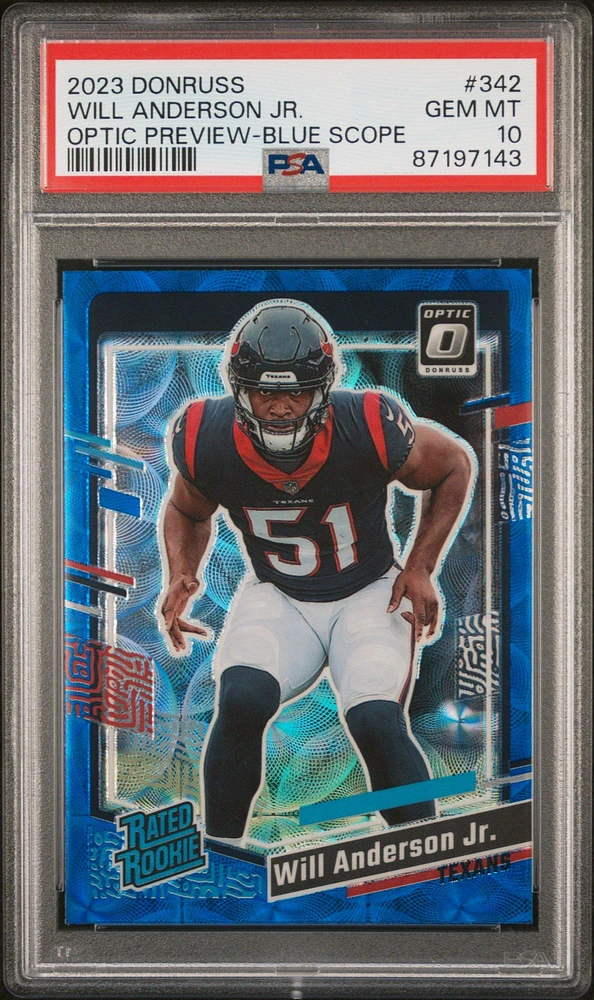2023 Panini Donruss 342 Will Anderson Jr. Optic Preview-blue Scope PSA 10