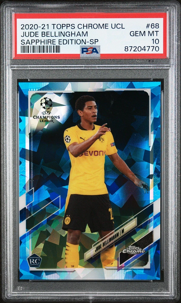 2020 Topps Chrome Uefa Champions League Sapphire Edition 68 Jude Bellingham Sp PSA 10