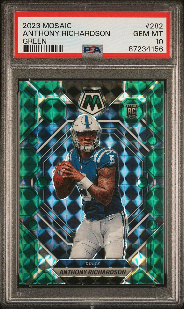 2023 Panini Mosaic 282 Anthony Richardson Green PSA 10