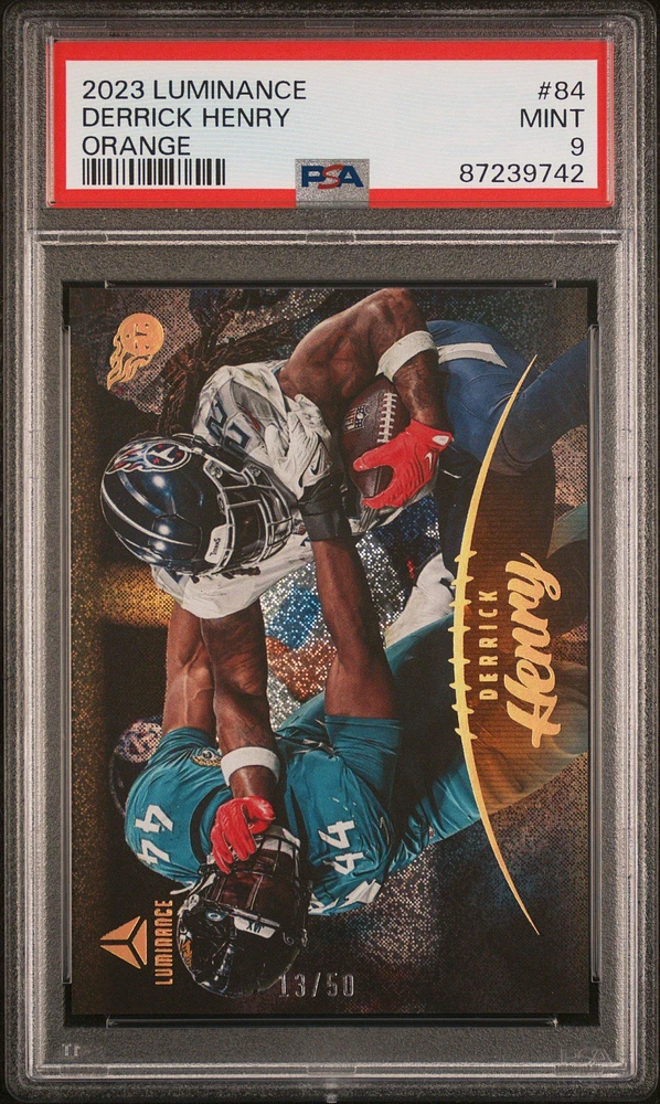 2023 Panini Luminance 84 Derrick Henry Orange PSA 9
