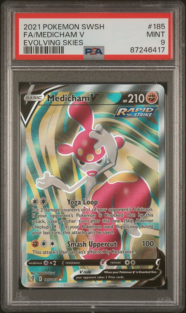 2021 Pokemon Sword & Shield Evolving Skies 185 Full Art/medicham V PSA 9