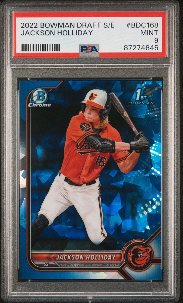 2022 Bowman Draft Chrome Sapphire Edition Bdc168 Jackson Holliday PSA 9