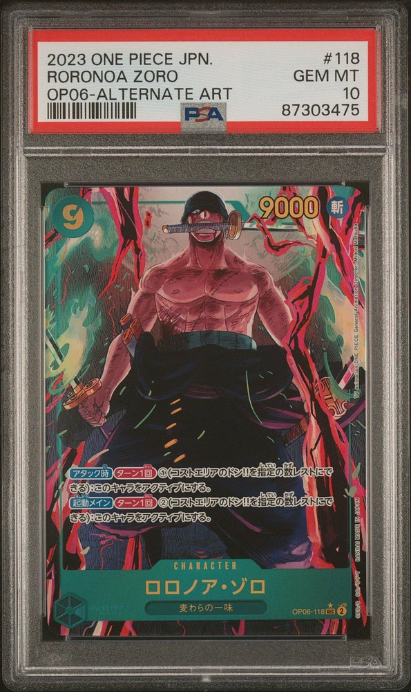 2023 One Piece Japanese Wings Of The Captain 118 Roronoa Zoro Alternate Art PSA 10