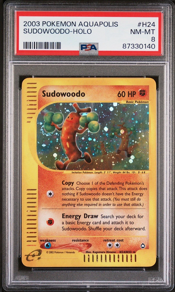 2003 Pokemon Aquapolis H24 Sudowoodo-holo PSA 8