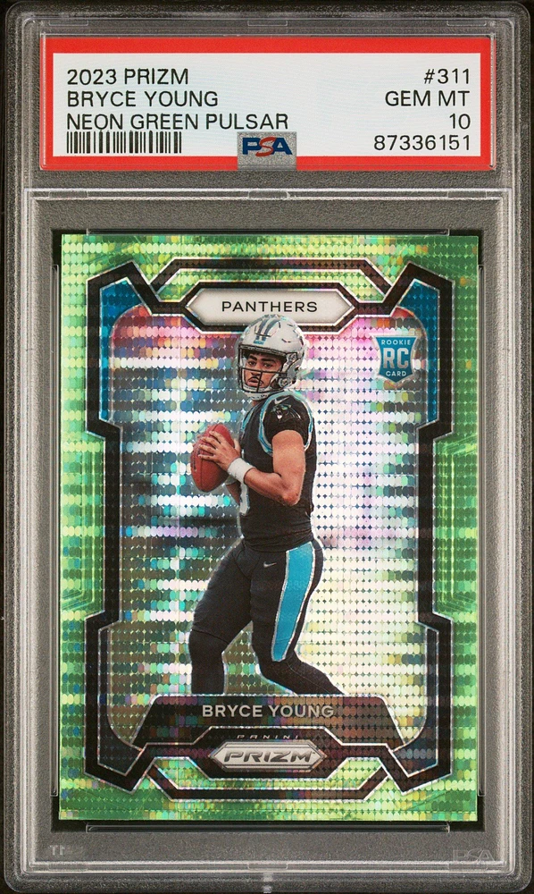 2023 Panini Prizm 311 Bryce Young Neon Green Pulsar PSA