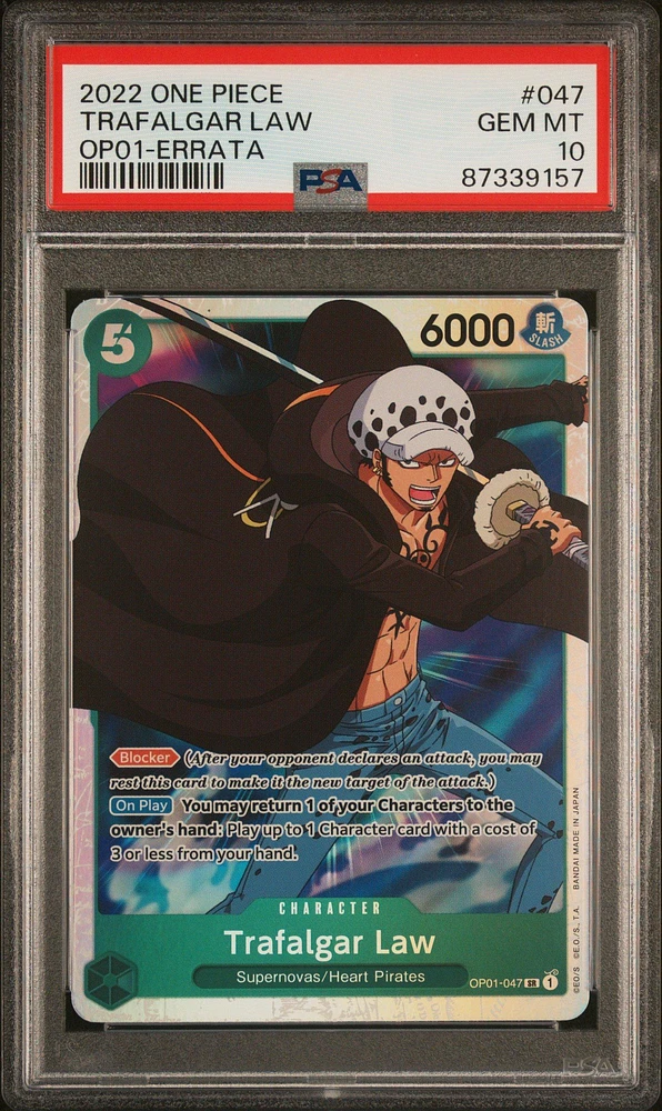 2022 One Piece Op01-romance Dawn 047 Trafalgar Law Errata PSA 10