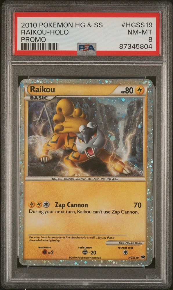 2010 Pokemon Heartgold & Soulsilver Promo Hgss19 Raikou-holo PSA 8