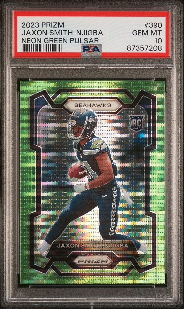 2023 Panini Prizm 390 Jaxon Smith-njigba Neon Green Pulsar PSA 10