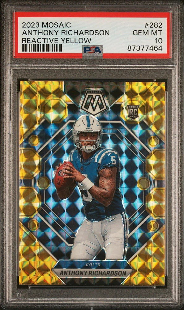2023 Panini Mosaic 282 Anthony Richardson Reactive Yellow PSA 10