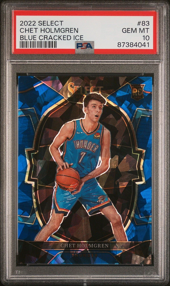 2022 Panini Select 83 Chet Holmgren Blue Cracked Ice PSA 10