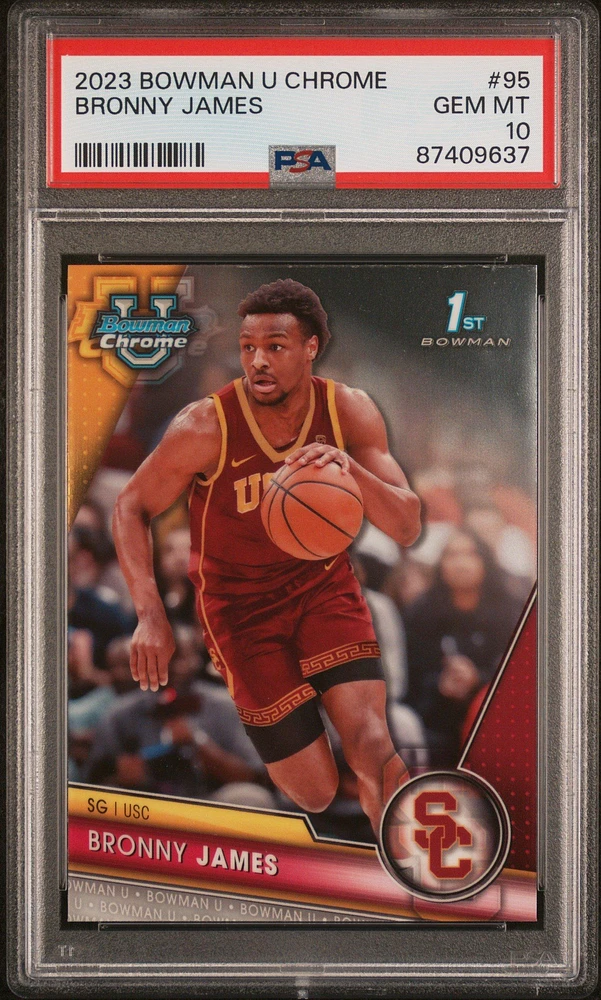 2023 Bowman University Chrome 95 Bronny James PSA 10