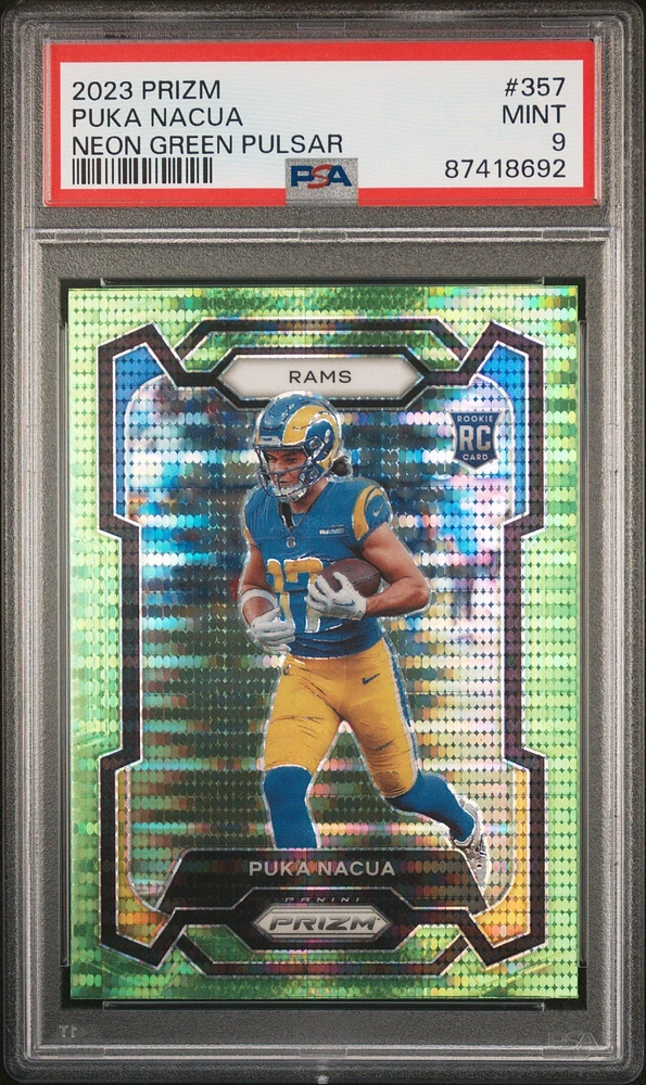 2023 Panini Prizm 357 Puka Nacua Neon Green Pulsar PSA