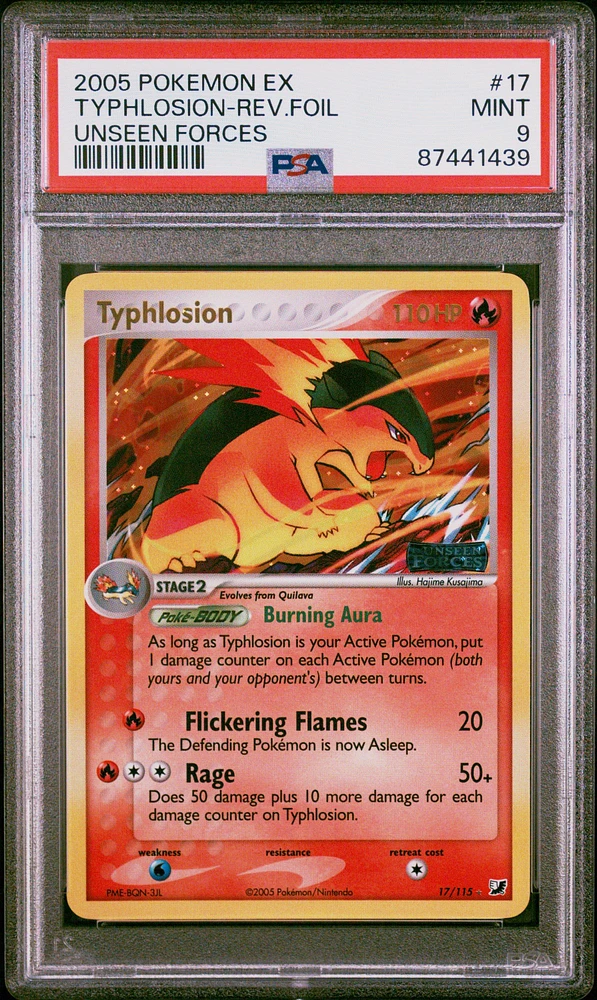 2005 Pokemon Ex Unseen Forces 17 Typhlosion-reverse Foil PSA 9