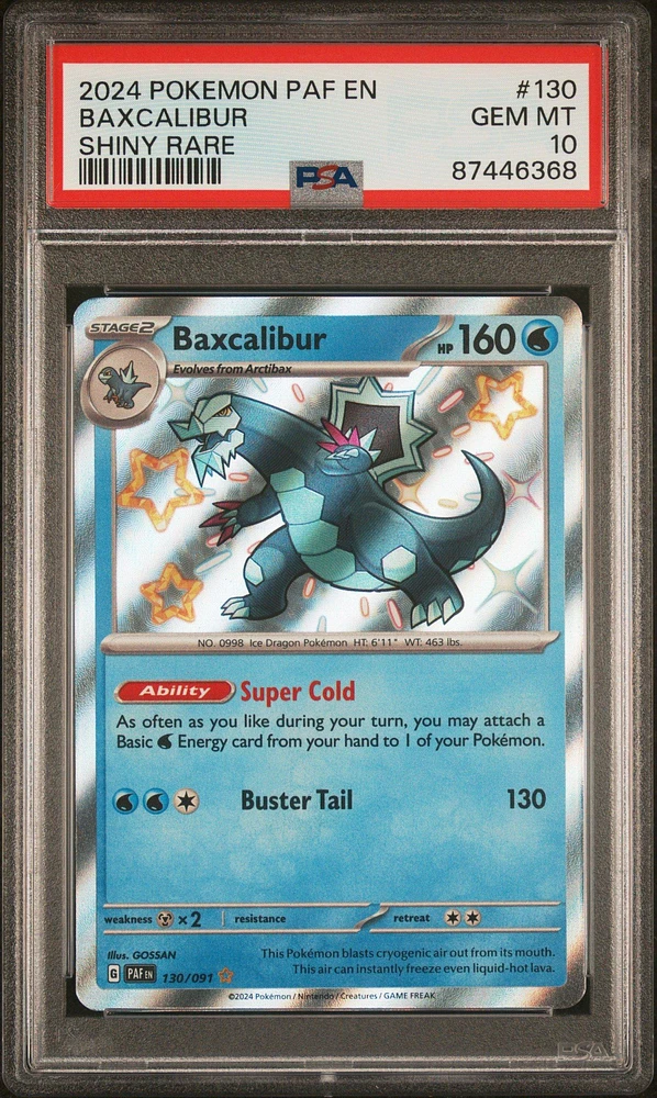 2024 Pokemon Paf En-paldean Fates 130 Baxcalibur Shiny Rare PSA 10