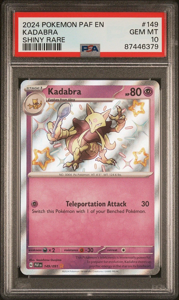2024 Pokemon Paf En-paldean Fates 149 Kadabra Shiny Rare PSA 10