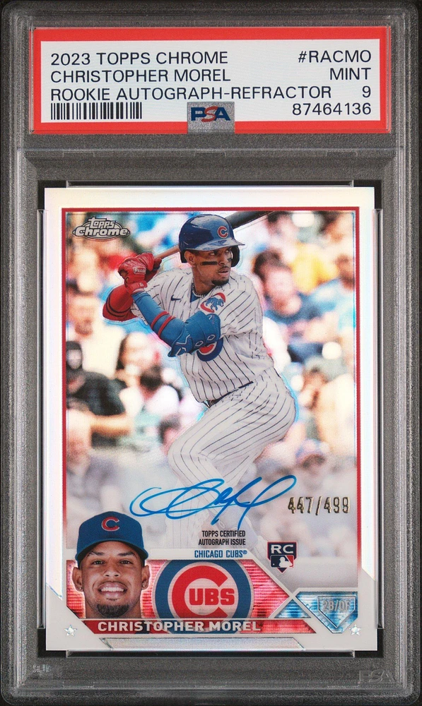2023 Topps Chrome Rookie Autograph Racmo Christopher Morel Refractor PSA 9