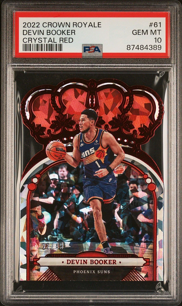 2022 Panini Crown Royale 61 Devin Booker Crystal Red PSA 10