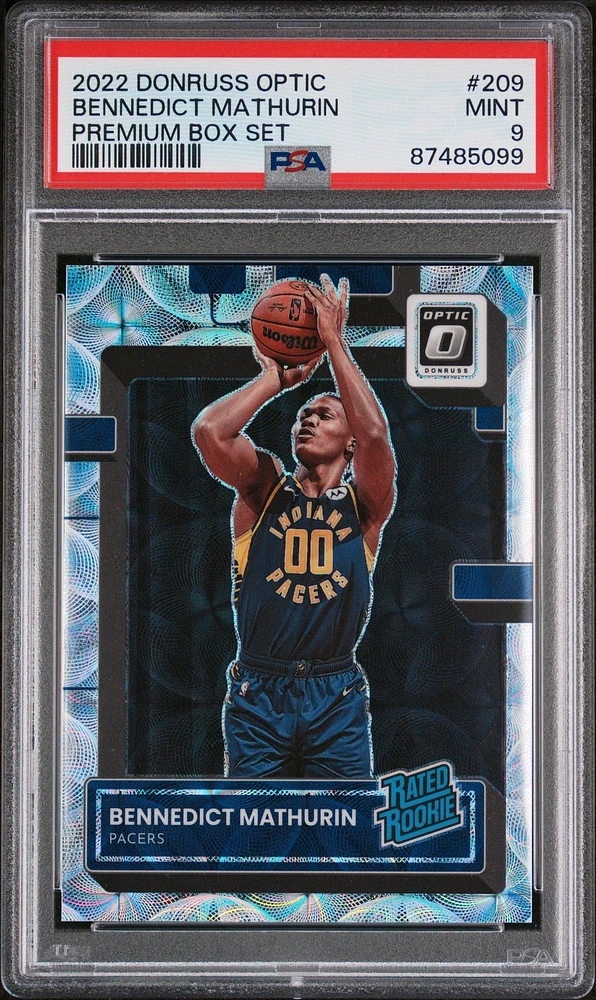 2022 Panini Donruss Optic 209 Bennedict Mathurin Premium Box Set PSA 9