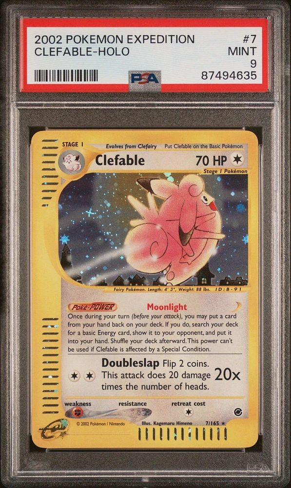 2002 Pokemon Expedition 7 Clefable-holo PSA 9