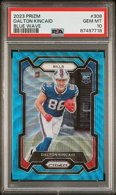 2023 Panini Prizm 308 Dalton Kincaid Blue Wave PSA 10