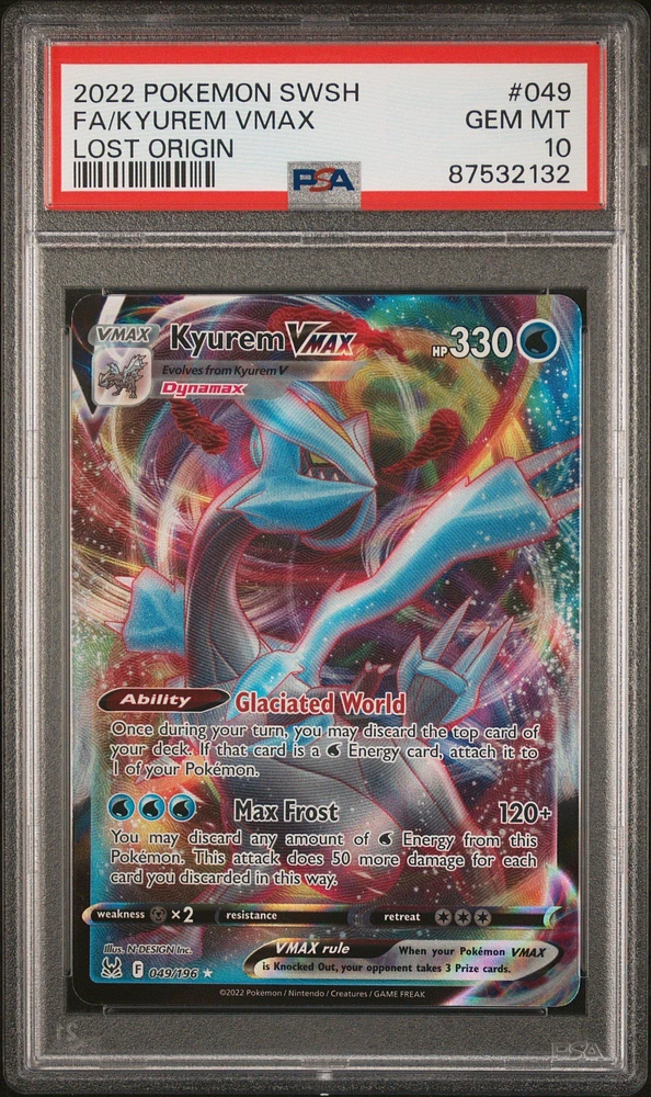 2022 Pokemon Sword & Shield Lost Origin 049 Full Art/kyurem Vmax PSA 10