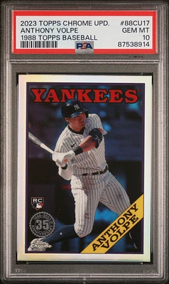 2023 Topps Chrome Update 1988 Topps Baseball 88cu17 Anthony Volpe PSA 10