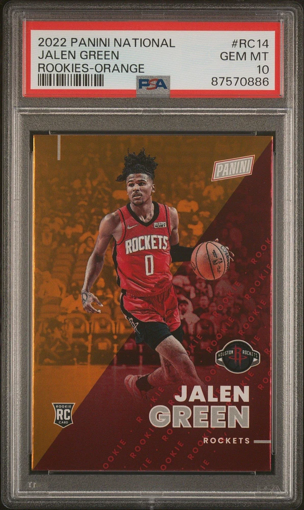 2022 Panini National Rookies Rc14 Jalen Green Orange PSA 10