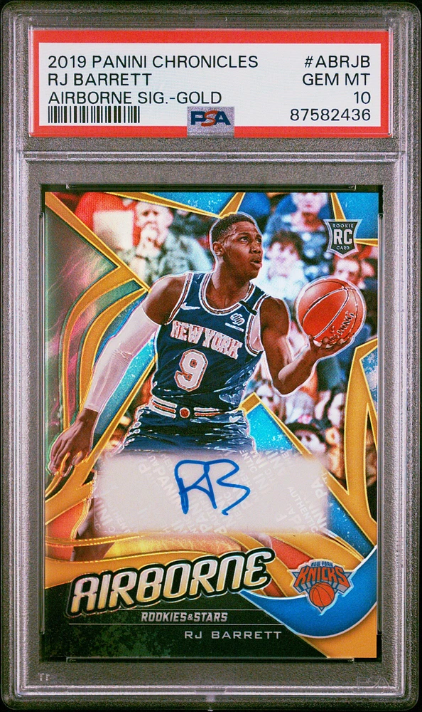 2019 Panini Chronicles Airborne Signatures Abrjb Rj Barrett Gold PSA 10