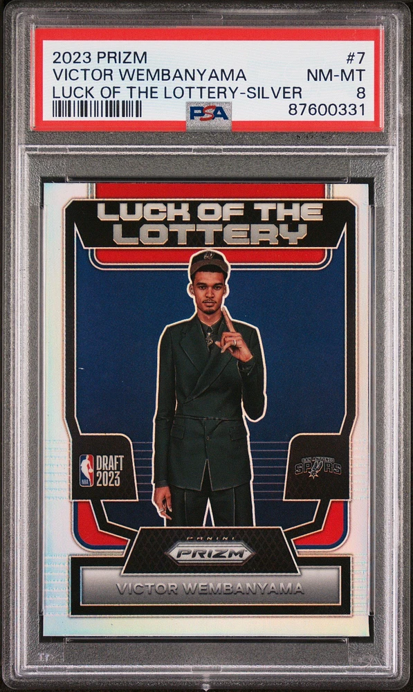 2023 Panini Prizm Luck Of The Lottery 7 Victor Wembanyama Silver Prizm PSA 8