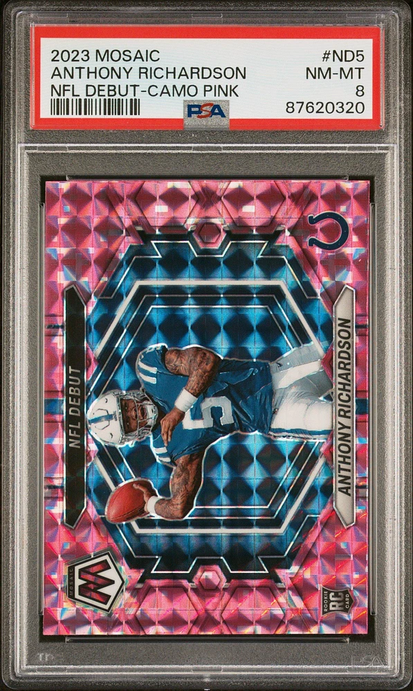 2023 Panini Mosaic Nfl Debut Nd5 Anthony Richardson Camo Pink PSA