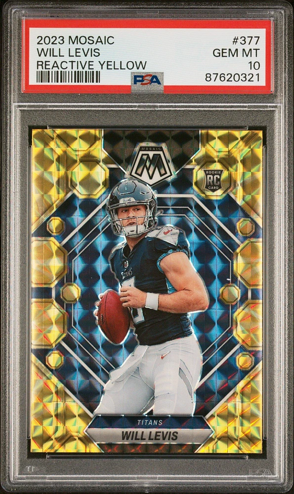 2023 Panini Mosaic 377 Will Levis Reactive Yellow PSA 10