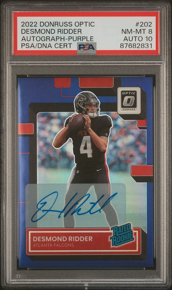 2022 Panini Donruss Optic 202 Desmond Ridder Autograph-purple PSA 8