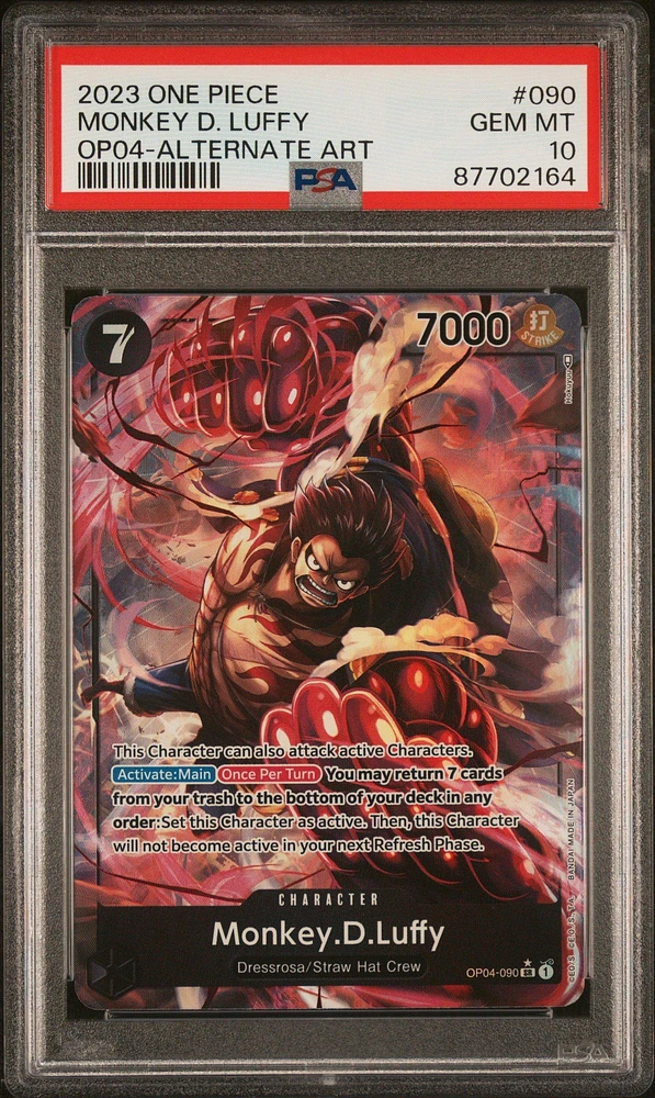 2023 One Piece Op04-kingdoms Of Intrigue 090 Monkey D. Luffy Alternate Art PSA 10