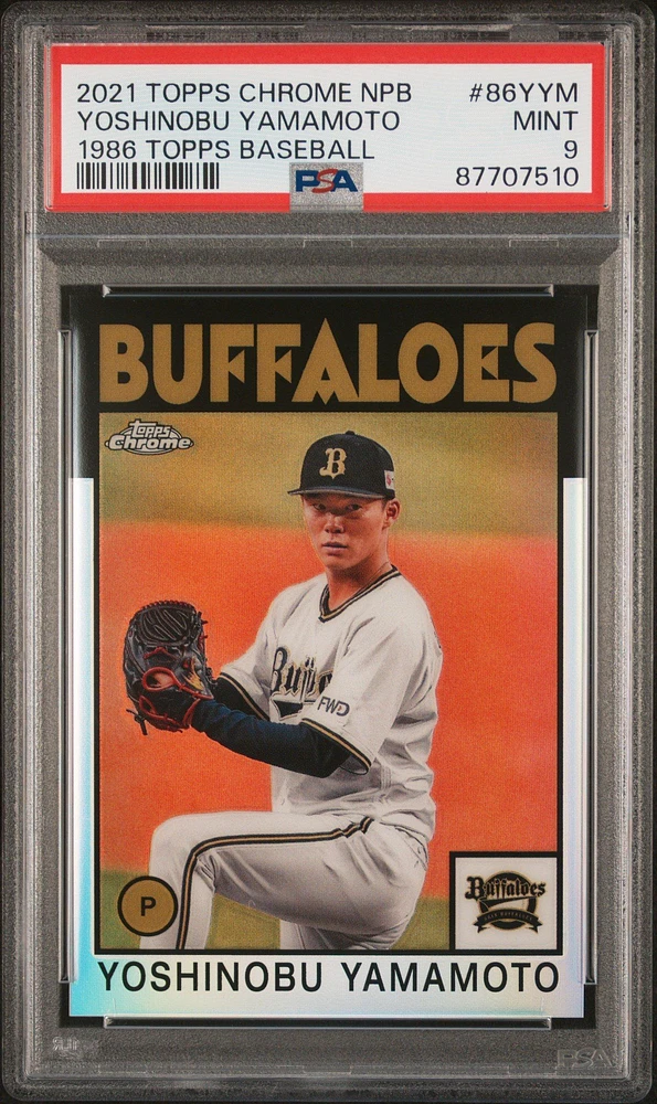 2021 Topps Chrome Nippon Professional Baseball 1986 Topps Baseball 86yym Yoshinobu Yamamoto PSA 9