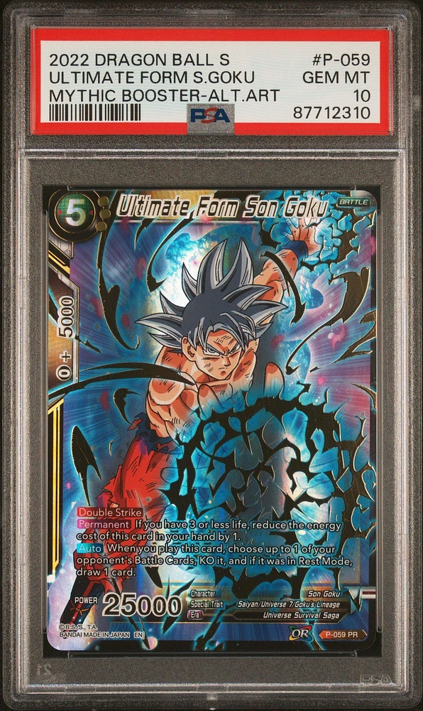 2022 Dragon Ball Super Card Game Mythic Booster P-059 Ultimate Form Son Goku Alternate Art PSA 10